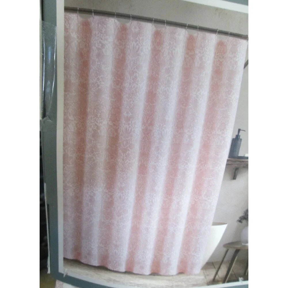 NEW William Morris & Co STRAWBERRY THIEF Floral Shower Curtain Blush Pink White